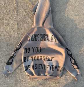 Speedy Industry 300 GSM 100% Cotton Fleece Sudadera con capucha de gran tamaño para hombre Sunfaded with Distress Envío rápido Premium & Low MOQ para hombres - Product Image 3