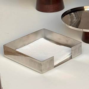 Porte-mouchoirs en métal pour décoration de table argentée et brillante - Product Image 5