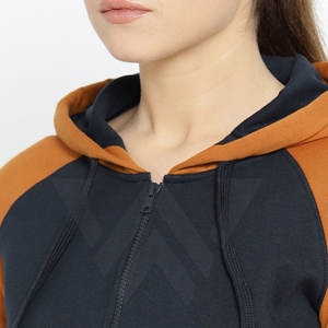 Mignon rose solide uni fermeture éclair sweats à capuche en polyester/coton mélangé avec logo avant marque privée personnalisable pour les femmes utilisées uniquement - Product Image 5