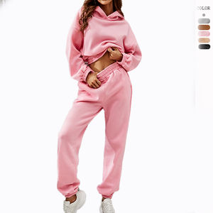 Ensembles de survêtements unisexes d'hiver personnalisés avec logo OEM, joggers superposés et ensembles de sweats à capuche évasés avec mousse 3D pour fermeture éclair, 100 % coton molletonné - Product Image 2