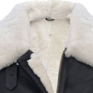 Wholesale Latest Design <b>Men</b> Winter <b>Shearling</b> Cow Skin Leather <b>Jacket</b> Best Quality Front Logo High Quality - Product Image 4