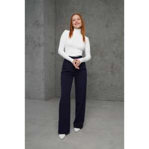 Suéter de Punto con Cuello Alto y Detalle Acanalado Blanco para Mujer - Venta al por Mayor - Product Image 4