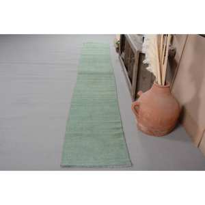 Alfombra turca clásica moderna de área grande de 1,8x13,7 pies, patrón abstracto de estilo Vintage verde, Material de algas marinas de lana, respaldo de látex - Product Image 2