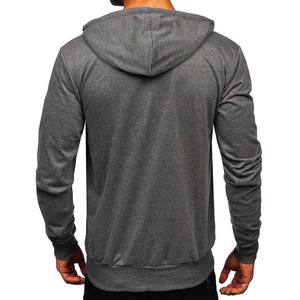 Sudadera con capucha de invierno gris al por mayor, con cremallera, corte regular, forro polar transpirable, ecológica, con logo frontal personalizado, poliéster/algodón - Product Image 2