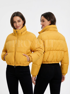 Chaqueta Acolchada de Moda al por Mayor, Chaqueta de Invierno Cálida con Cierre, Cuello Alto, Corta, Transpirable y Ligera - Product Image 6