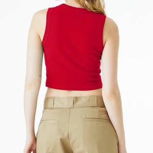 Buy Customizable Women's Rib Sleeveless Short Crop <b>Tank</b> <b>Top</b> O-Neck <b>Red</b> Color Front Logo Casual Style for Club Use 2026 - Product Image 5