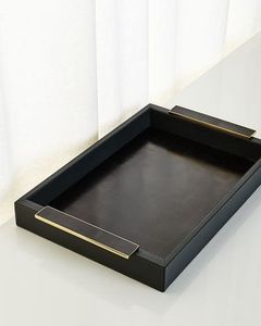 Handcrafted leather tray perfect for presenting wedding favors desserts or <b>beverages</b> in premium <b>settings</b> - Product Image 1