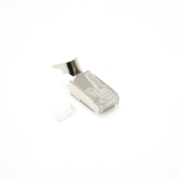 Konektor Ethernet RJ45 Pass Through Cat7 Cat8 Cat6a Silver dengan Kontak Tembaga, Housing PC, Perisai SFTP, IP67 50U