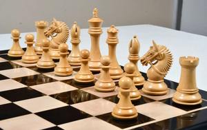 Pièces d'échecs américaines à triple pondération, fabriquées à la main en ébène et en buis, roi de 4,2 pouces avec une reine supplémentaire à prix avantageux - Product Image 3