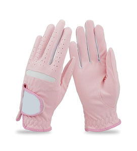 Tela suave rosa transpirable profesional para mujer mano izquierda y derecha logotipo personalizado GUANTES DE Golf Cabretta guantes de cuero - Product Image 3