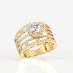 14K <b>Gold</b> Moissanite Diamond <b>Cocktail</b> <b>Ring</b> Round Cut with Elegant Style - Product Image 3
