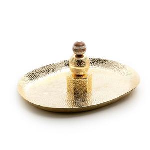 Plateau de nourriture en acier inoxydable martelé avec poignée en bois Plateau de service de nourriture de taille personnalisée au design attrayant à vendre - Product Image 3
