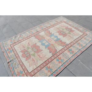พรมตุรกีวินเทจ ขนาด 4.7x7.2 ฟุต (143x219 ซม.) พรมขนสัตว์สีชมพู - Product Image 4