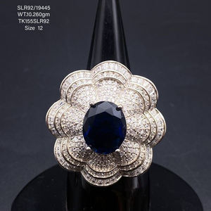 Anillo de joyería fina Anillos de banda de plata maciza Fabricación de circón azul Accesorios de joyería chapados en oro personalizados anillo Regalo de Navidad - Product Image 6