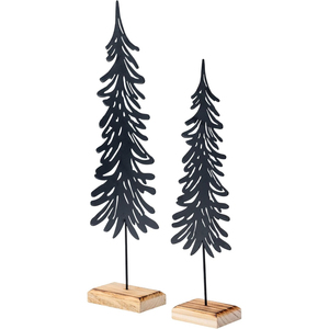Escultura de árbol de Navidad de Metal plateado hecha a mano, decoración de mesa de alta calidad con Base de madera Natural, decoración rústica moderna para el hogar - Product Image 3