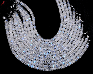 AAA Arco Iris blanco piedra lunar piedra preciosa 5mm Rondelle facetado cuenta Natural azul fuego Flash piedra lunar piedra preciosa cuenta suelta para joyería - Product Image 3