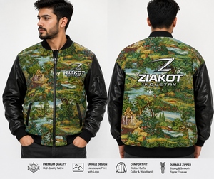 ZIAKOT Men's Bomber <b>Jacket</b> Polyester/Cotton <b>Fleece</b> <b>Lined</b> Breathable Pullover V-neck Casual Winter Style Varsity <b>Jacket</b> Vintage - Product Image 2