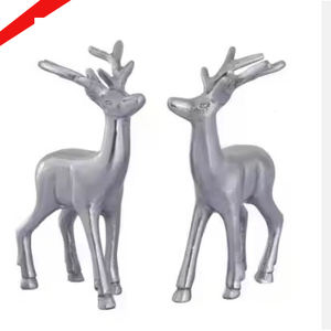 Sculpture décorative de cerf finie par argent brillant fait main pour le salon et le bureau - Product Image 4