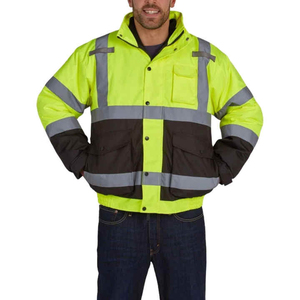 Chaqueta de trabajo de manga larga para hombres con puños ajustables con cremallera segura y material resistente al agua adecuado para uso industrial - Product Image 1