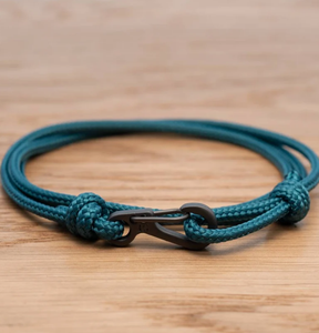 Teal Rope <b>Bracelet</b> Carabiner Clip Wrap <b>Bracelet</b> Nautical Style Rope SAILOR KNOT <b>BRACELET</b> - Product Image 2