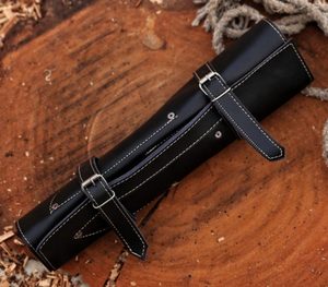 Juego de cuchillos de cocina de acero de Damasco hechos a mano, 5 piezas con mango de madera y Funda de cuero puro - Product Image 6