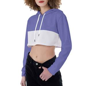 เสื้อฮู้ดแฟชั่นวัยรุ่นหญิง ผ้าฟลีซนุ่ม สไตล์ครอปท็อป สำหรับฤดูหนาว เสื้อฮู้ดสตรีทแวร์ รับผลิตแบบ OEM ODM พร้อมสกรีนโลโก้ตามสั่ง สำหรับการส่งออก - Product Image 4