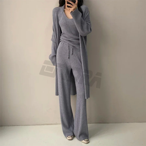 Ensemble de vêtements de détente en tricot confortable de luxe 3 pièces Dahlias et ensemble de salon doux et confortable pour femmes vente en gros de mode de haute qualité - Product Image 5