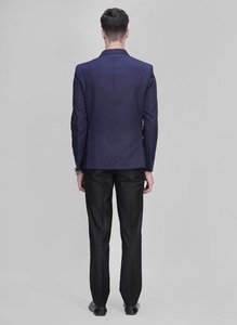 Vente en gros de manteaux pour hommes élégants bleu encre avec doublure douce, couture durable et port quotidien, disponibles au prix d'usine - Product Image 4