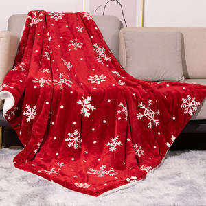 Couverture en flanelle de renne de Noël, flocon de neige, hiver, chaude, douce, en peluche, en polaire pour canapé, lit - Product Image 6