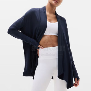 Premium Quality Women's Yoga Wrap Cardigan Spandex/Nylon Loose Fit Breathable New Design with Quick Dry Feature and Front Logo - Product Image 5