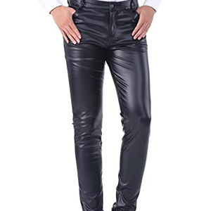 Gym Fitness Pantalon en cuir coupe ajustée Pantalon en cuir véritable de haute qualité pour hommes Pantalon en peau de mouton - Product Image 1