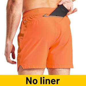 Pantalones cortos para hombre, pantalones cortos activos de 5 pulgadas con bolsillos, ligeros de secado rápido, transpirables, color naranja con cremallera: - Product Image 2