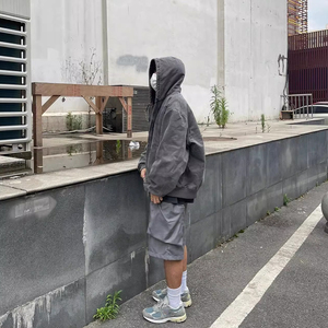 Custom Embroidered High Quality Washed Canvas Men's Bomber <b>Jacket</b> Customized Oversize Hooded Fashion Blank <b>Worker</b> Canvas <b>Jackets</b> - Product Image 5