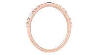 Anillo de oro rosa macizo de 14k para niña, sortija de diamante facetado redondo de 14k con 15 Lab Grown 3 Baguette 12