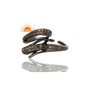 Pave Diamond Designer Midi Ring Joyería para mujer Regalo para ella Negro Rodio Joyería de plata esterlina Mayorista - Product Image 2
