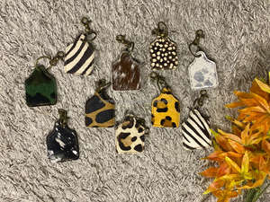 Nouveauté porte-clés en cuir de vachette porte-clés en cuir imprimé vache léopard porte-clés élégants - Product Image 5