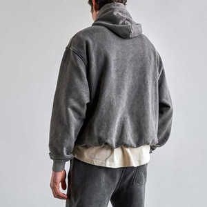 Nouveau 420 Gsm poids lourd personnalisé hommes en détresse surdimensionné lavé à l'acide à capuche blanc Vintage sweat solide motif tricoté - Product Image 6