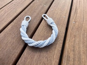 Gray and White Cotton Curtain Holdback Twisted Rope <b>Tieback</b> Soft Neutral Window Decor - Product Image 1