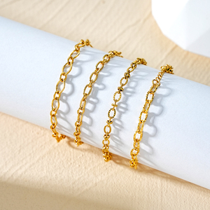 <span class=keywords><strong>Bracelet</strong></span> <span class=keywords><strong>Torsadé</strong></span> Personnalisé Tendance en Acier Inoxydable Plaqué <span class=keywords><strong>Or</strong></span> 18K, Ajustable pour Empilage, <span class=keywords><strong>Bracelet</strong></span> Ovale <span class=keywords><strong>Torsadé</strong></span> - Product Image 3