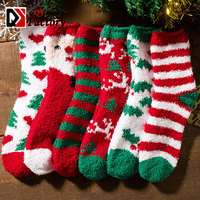Noël floue confortable chaussettes femmes moelleux en peluche chaud équipage pantoufle chaussettes coloré vacances cadeaux maison chaussettes de couchage