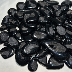 Alta calidad Natural Black Onyx Druzy Mix Shape Cabochon Crystal Loose Healing Gemstone 10-50mm Australia para la fabricación de joyas - Product Image 3