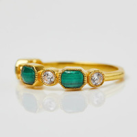 Bague en argent sterling 925 avec pierre de malachite, sertissage clos, design unique, plaqué or 18 carats, cadeau pour femme, anniversaire, Saint-Valentin, fête