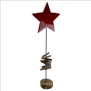 Modern Tableware Wood Star Ornaments Iron Wire With Base Best For Christmas Accessories And Ornaments At Bulk Price