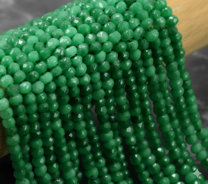 ลูกปัดหินทรงรอนเดลเหลี่ยมเพชรพลอยสีเขียวขนาด 4 มม. สำหรับทำเครื่องประดับ DIY สร้อยข้อมือ สร้อยคอ ต่างหู ขายส่ง - Product Image 1