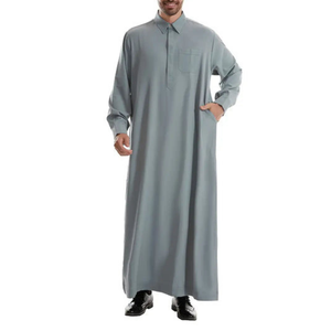 Vente chaude Hommes Moyen-Orient Respirant Coton/Polyester Thobe Thawb Dubai Style Arabe Robe Abaya Saudi Jubba Thobes pour Hommes - Product Image 2