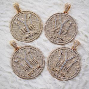 Pendentif Moissanite 4CT Rond Taille Princesse Finition Or Rose 14K avec Logo Style HipHop Plaqué Or-Pendentifs fins et breloques - Product Image 3