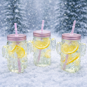 Vaso de vidrio de cactus de 400ml con tapa y pajita, jarra reutilizable para bebidas, vaso para café helado, burbujas, fiestas de verano, OEM ODM - Product Image 6