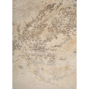 Tapis en laine et soie noués à la main Entropy Ivory, coton biologique, motif abstrait puzzle, pour la maison, le salon, le couloir, tapis polyvalent en jute - Product Image 3