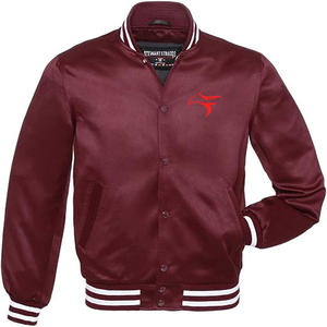 Veste universitaire pour femmes de haute qualité-manches longues fermeture à glissière dernier style vestes de baseball veste universitaire en satin en gros - Product Image 1