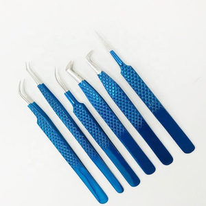 Juego de pinzas para extensión de pestañas al por mayor, pinzas de color azul recubiertas con todo tipo de pinzas con diferentes puntos en ángulo para el levantamiento de pestañas - Product Image 2